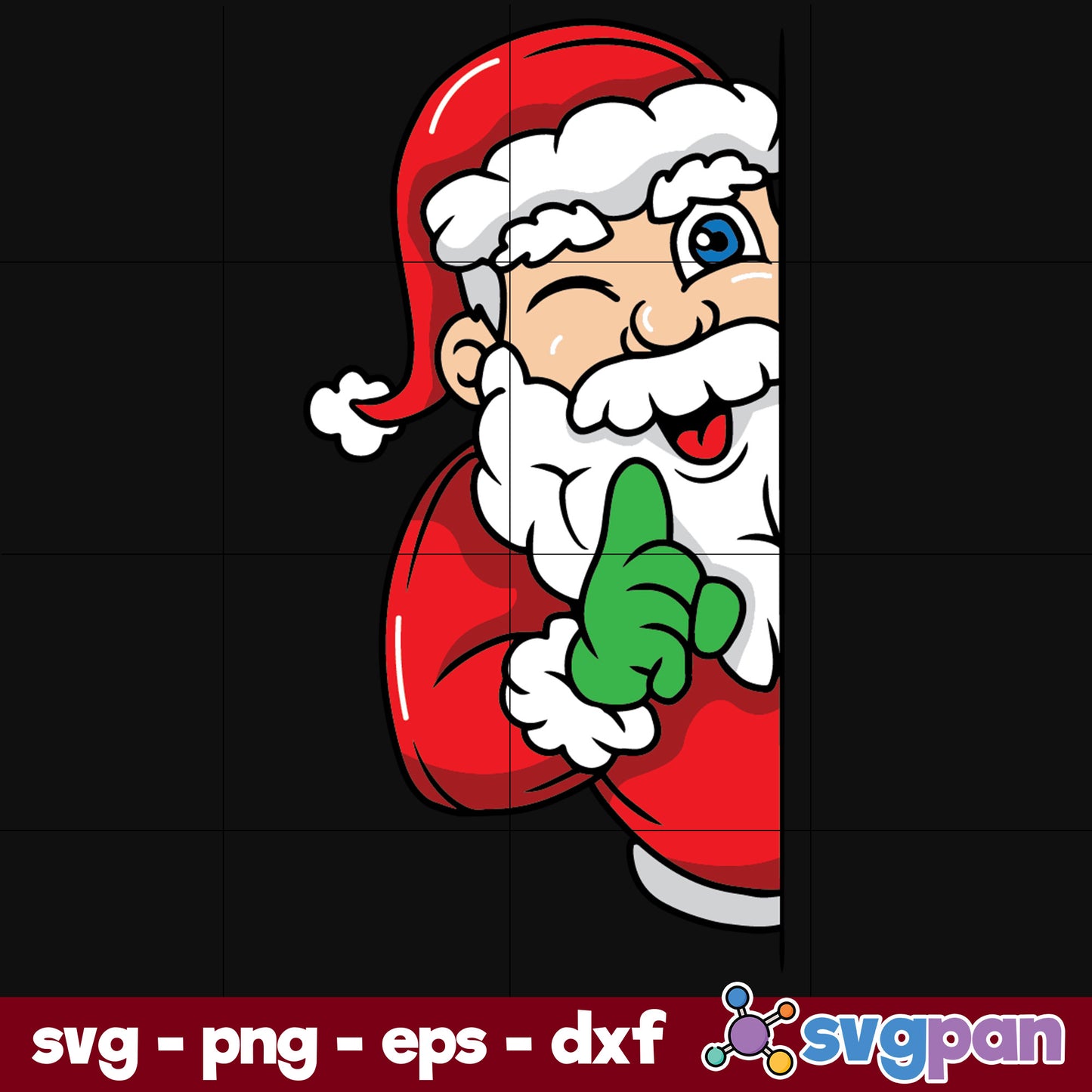 Peeking Santa SVG, Christmas SVG, PNG DXF EPS Digital File.