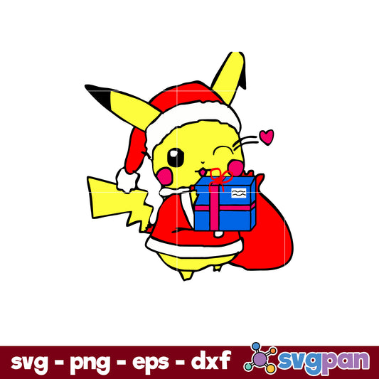 Pikachu Christmas Gifts Box SVG, Christmas SVG, PNG DXF EPS Digital File.