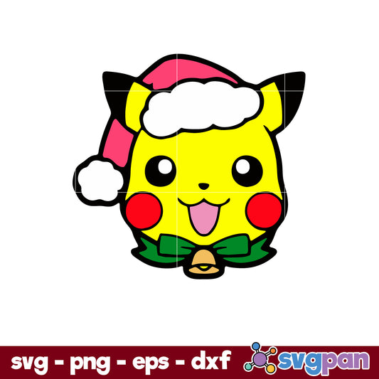 Pikachu Christmas Hat SVG, Christmas SVG, PNG DXF EPS Digital File.