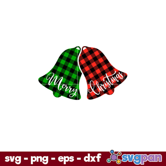 Plaid Christmas Bell SVG, Christmas SVG, PNG DXF EPS Digital File.