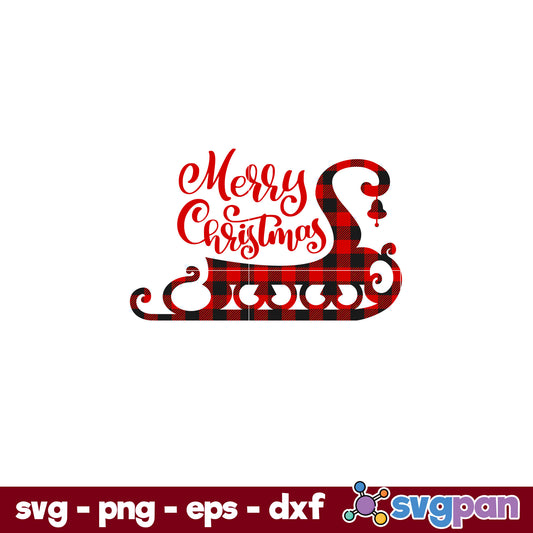 Plaid Santa's Sleigh SVG, Christmas SVG, PNG DXF EPS Digital File.