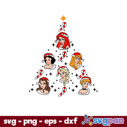 Princess Christmas Tree SVG, Christmas SVG, PNG DXF EPS Digital File.