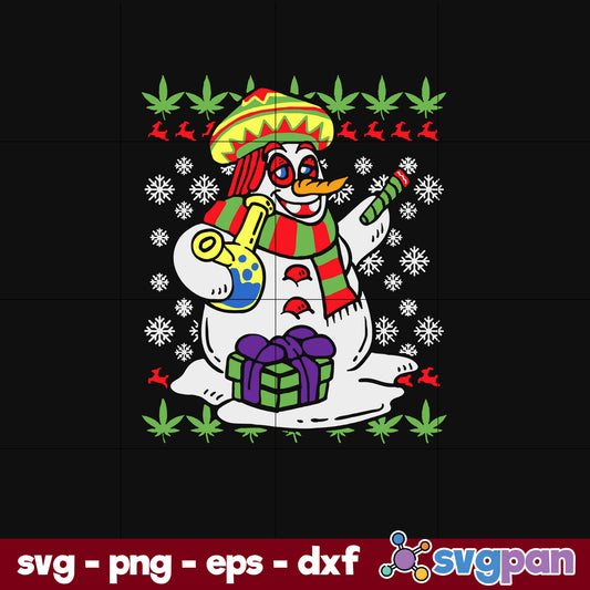 Rasta Snowman Smoking Weed Cannabis Marijuana Christmas SVG, Christmas SVG, PNG DXF EPS Digital File.