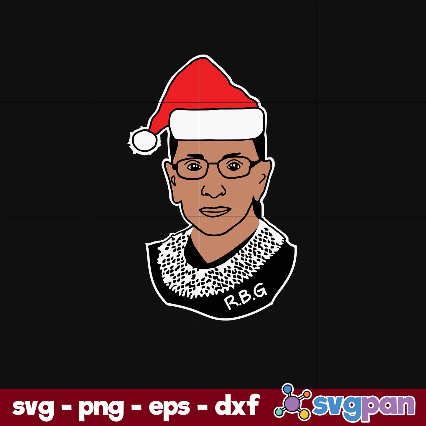 RBG Christmas Ruth Bader Ginsburg SVG, Christmas SVG, PNG DXF EPS Digital File.