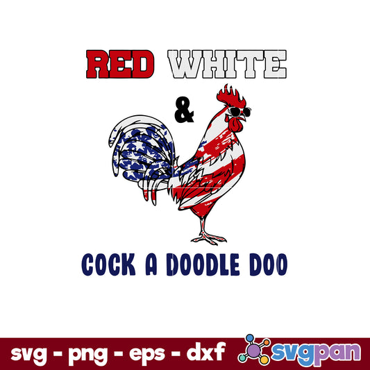 Red White and Cock SVG, Christmas SVG, PNG DXF EPS Digital File.