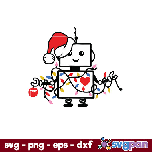 Robot Christmas Lights SVG, Christmas SVG, PNG DXF EPS Digital File.