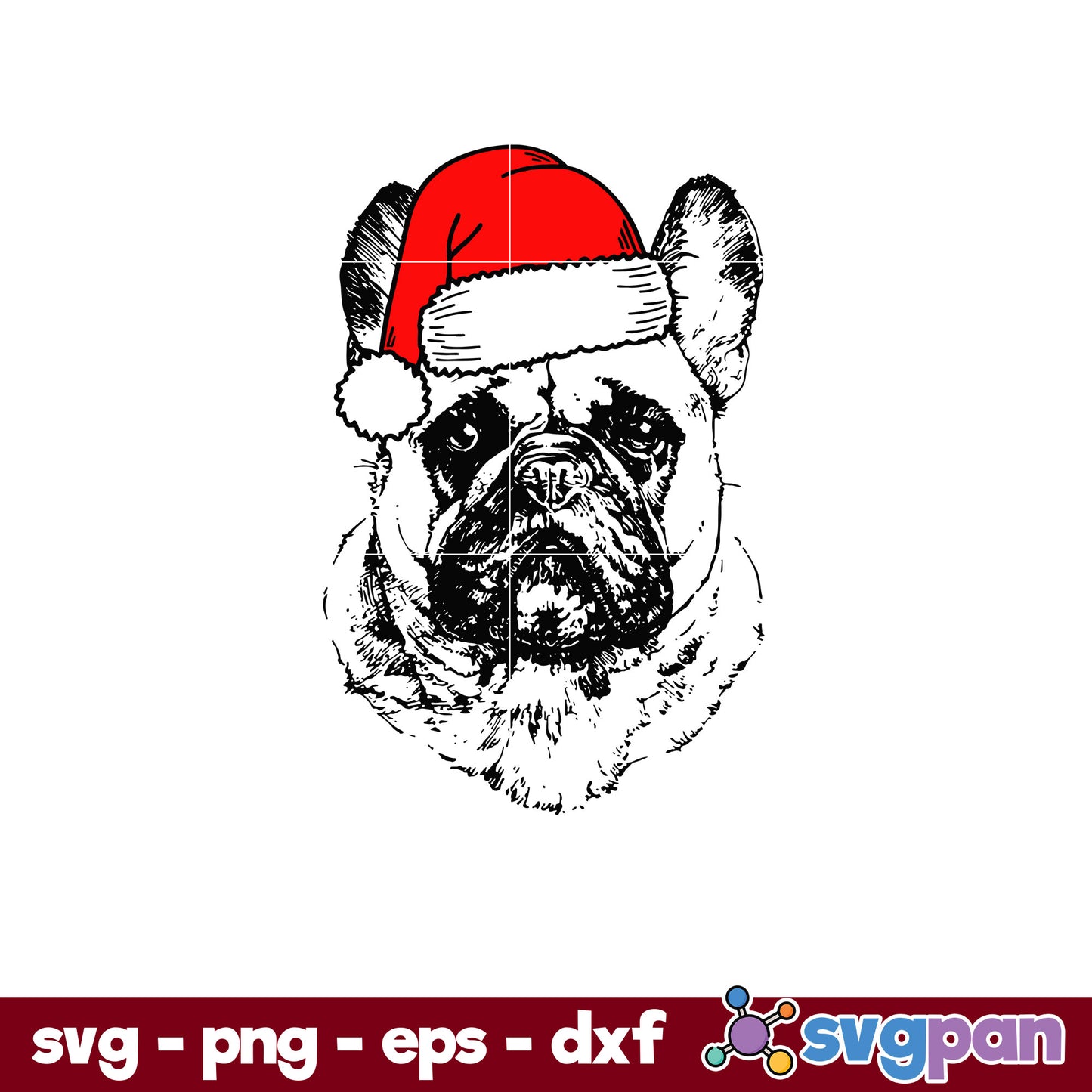 Santa Bulldog Christmas SVG, Christmas SVG, PNG DXF EPS Digital File.