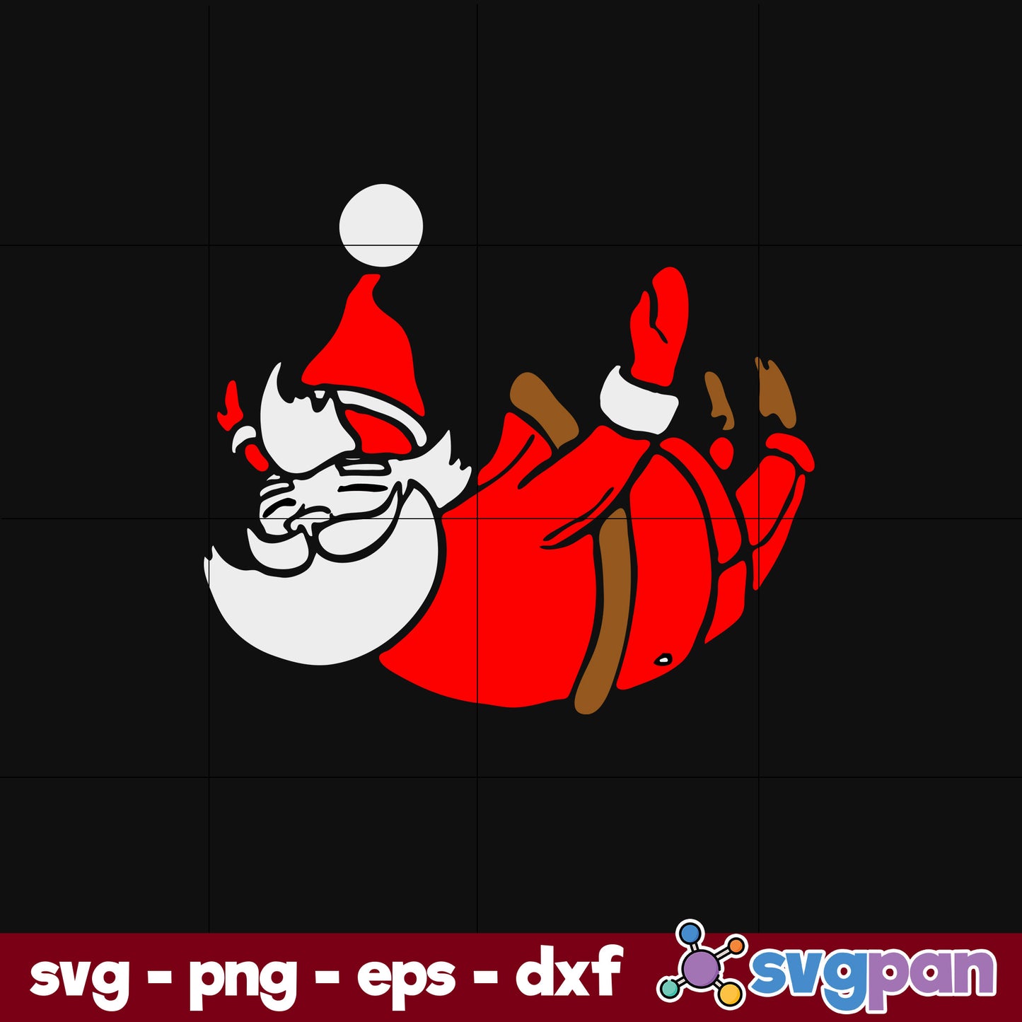 Santa Christmas Skydiving SVG, Christmas SVG, PNG DXF EPS Digital File.