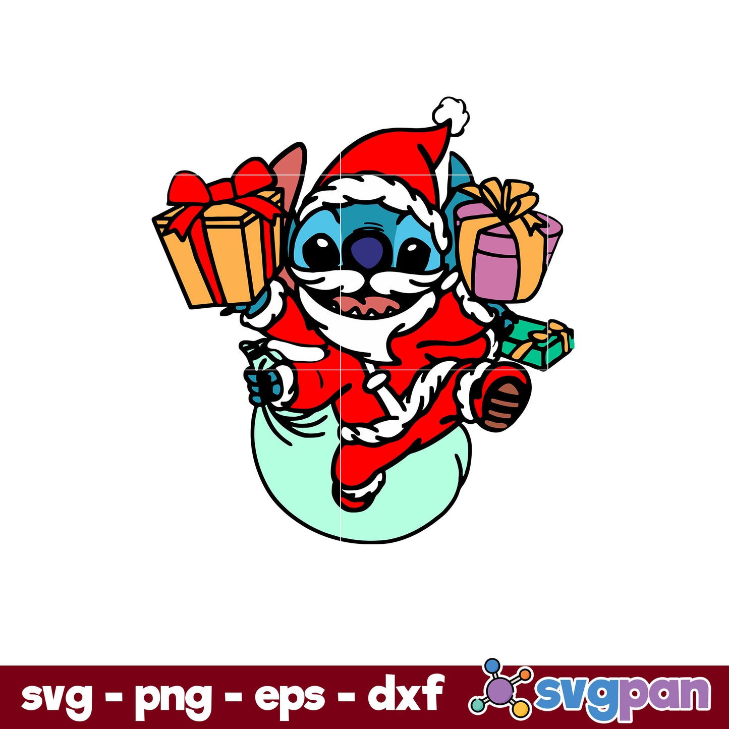 Santa Claus Stitch SVG, Christmas SVG, PNG DXF EPS Digital File.