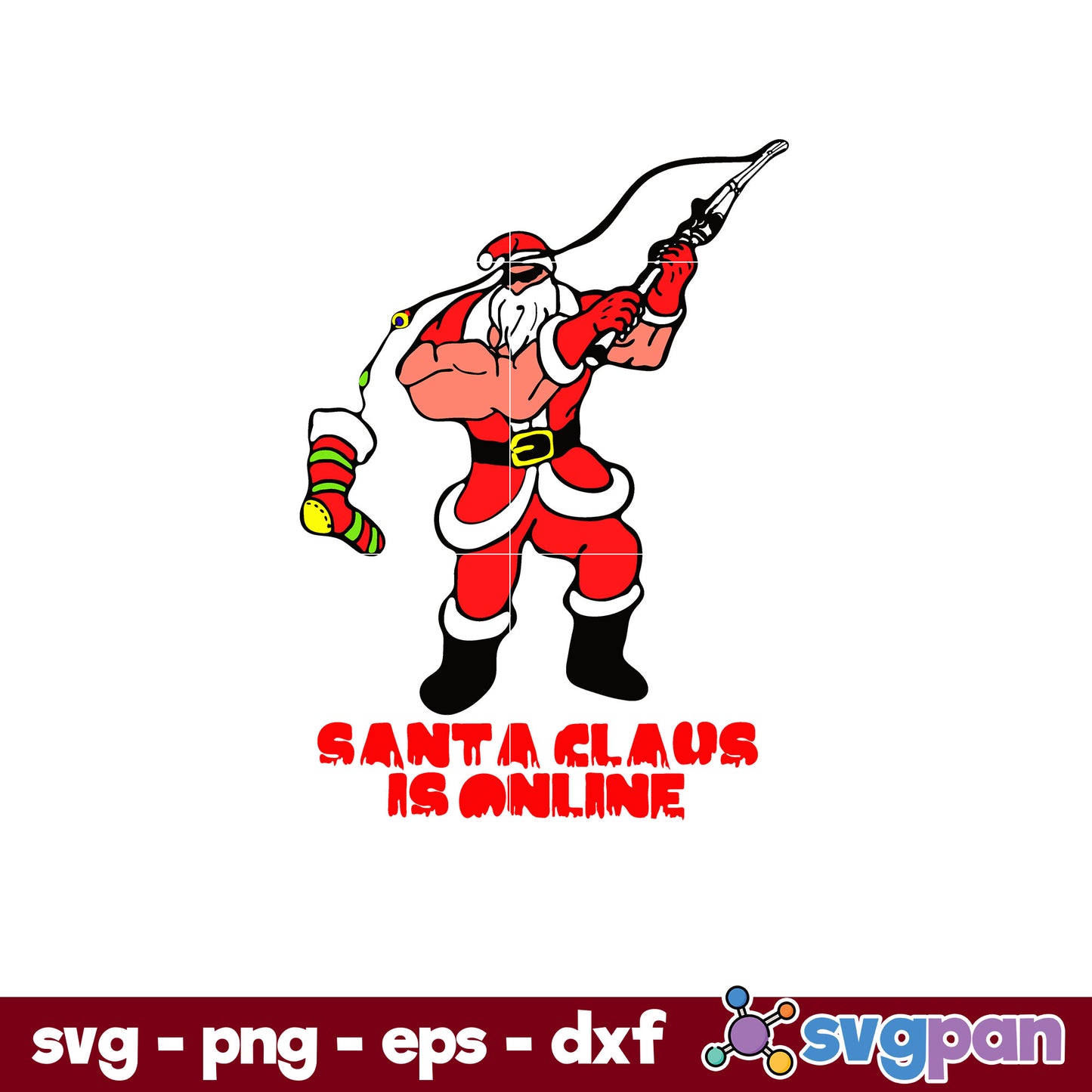 Santa Claus Is Online SVG, Christmas SVG, PNG DXF EPS Digital File.