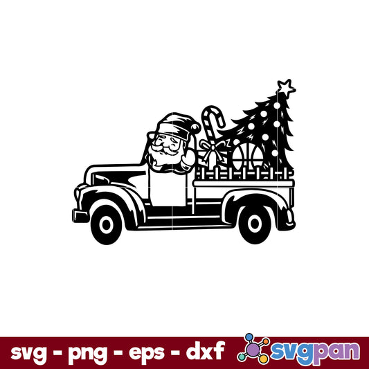 Santa Claus On Truck Christmas SVG, Christmas SVG, PNG DXF EPS Digital File.