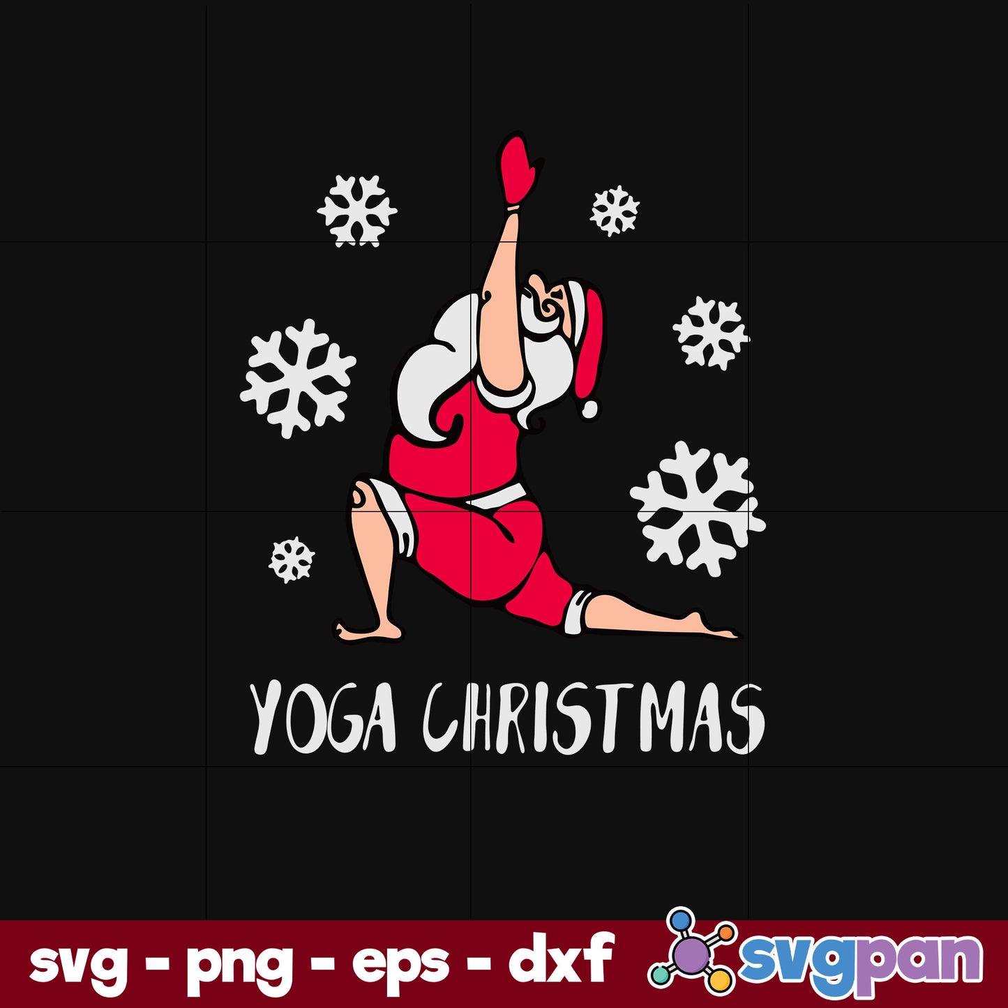 Santa Claus Yoga Christmas SVG, Christmas SVG, PNG DXF EPS Digital File.