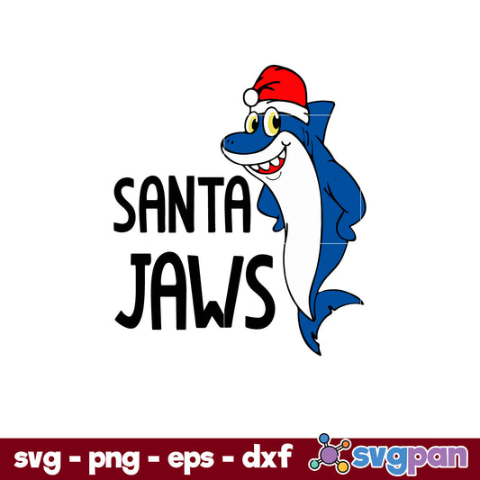 Santa Jaws Shark SVG, Christmas SVG, PNG DXF EPS Digital File.