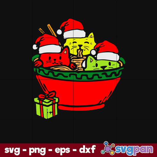 Santa Ramen Cats Anime Christmas SVG, Christmas SVG, PNG DXF EPS Digital File.