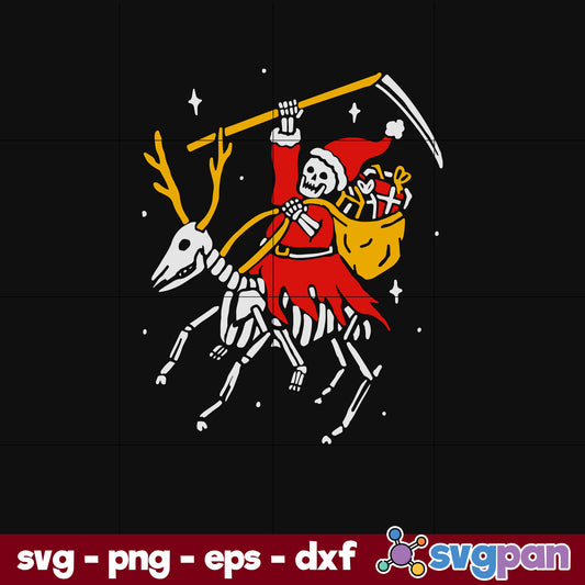 Santa Reaper Skeleton Christmas SVG, Christmas SVG, PNG DXF EPS Digital File.