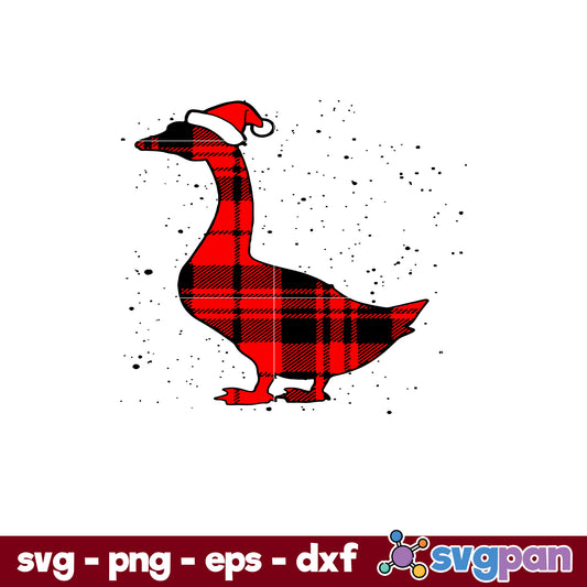 Santa Red Plaid Goose Bird Christmas SVG, Christmas SVG, PNG DXF EPS Digital File.