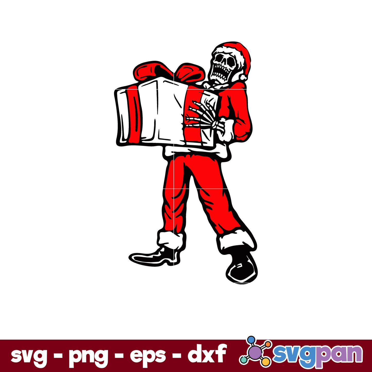 Santa Skeleton Christmas SVG, Christmas SVG, PNG DXF EPS Digital File.