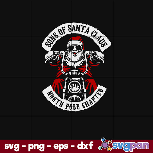Santa The North Pole Chapter Biker Christmas SVG, Christmas SVG, PNG DXF EPS Digital File.