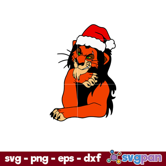 Scar Santa Claus Hat The Lion King SVG, Christmas SVG, PNG DXF EPS Digital File.