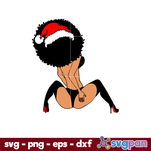 Sexy Afro woman Christmas SVG, Christmas SVG, PNG DXF EPS Digital File.