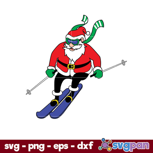 Skiing Santa SVG, Christmas SVG, PNG DXF EPS Digital File.