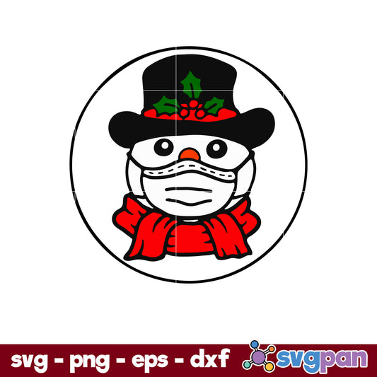 Snowman With Mask Christmas Ornament SVG, Christmas SVG, PNG DXF EPS Digital File.