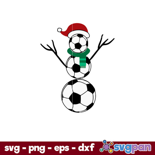 Soccer Snowman Christmas SVG, Christmas SVG, PNG DXF EPS Digital File.