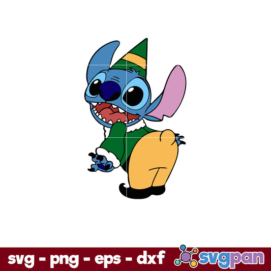 Stitch Christmas ELF Cosplay SVG, Christmas SVG, PNG DXF EPS Digital File.