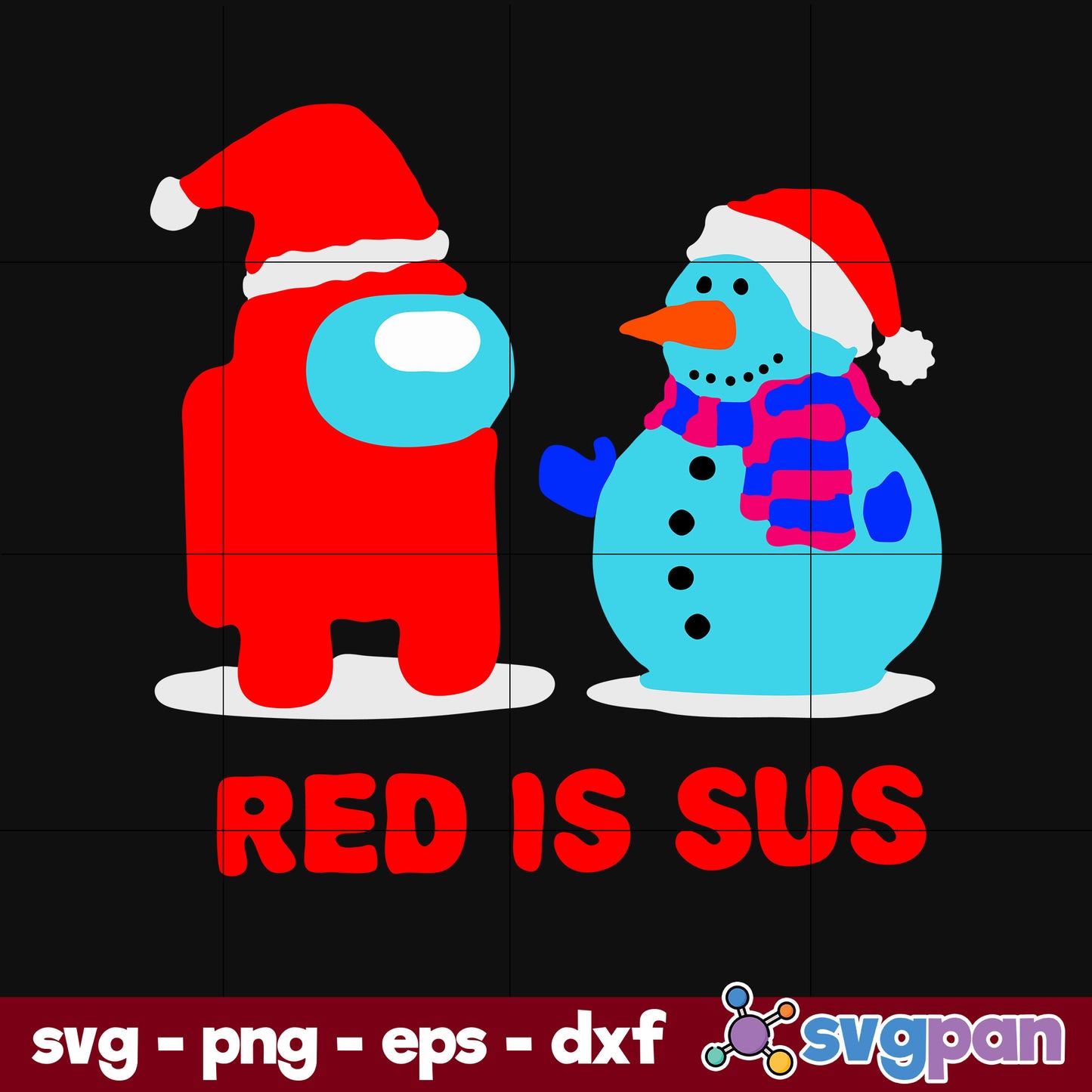 Among Red Is Sus Christmas With Us SVG, Christmas SVG, PNG DXF EPS Digital File.