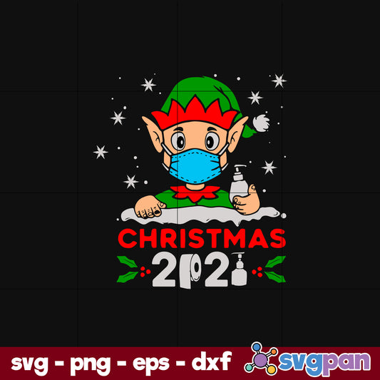 Christmas Elf Face Mask 2021 SVG, Christmas SVG, PNG DXF EPS Digital File.