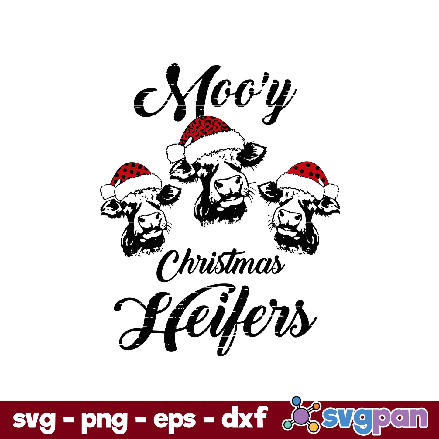 Christmas Heifers SVG, Christmas SVG, PNG DXF EPS Digital File.