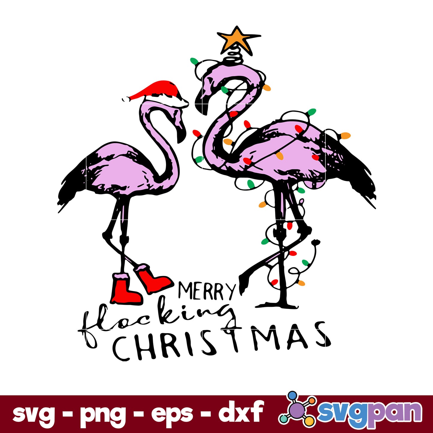 Flamingo Christmas SVG, Christmas SVG, PNG DXF EPS Digital File.