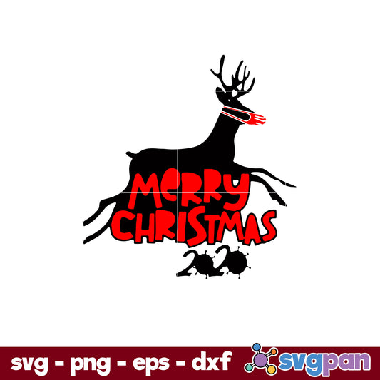 Merry Christmas 2020 Reindeer Wear A Mask SVG, Christmas SVG, PNG DXF EPS Digital File.