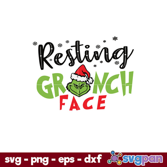 Resting Grinch Face Christmas SVG, Christmas SVG, PNG DXF EPS Digital File.