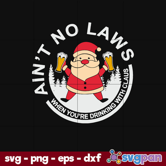 Santa Drink Beer SVG, Christmas SVG, PNG DXF EPS Digital File.