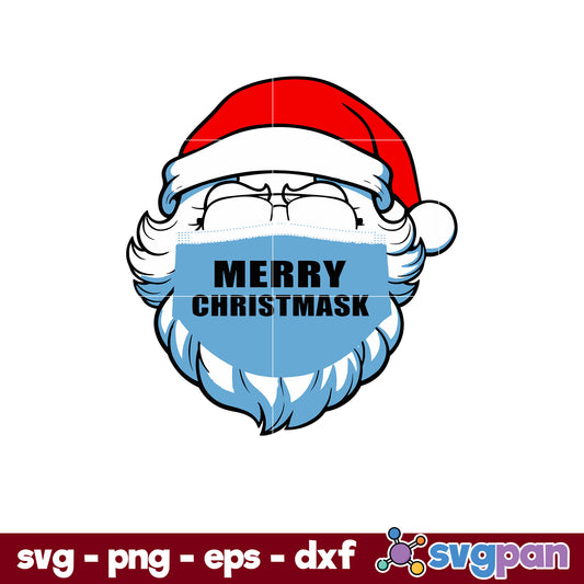 Santa Mask Merry Christmask SVG, Christmas SVG, PNG DXF EPS Digital File.