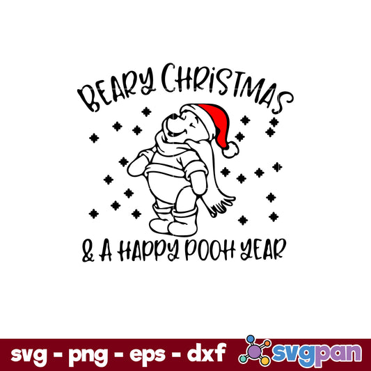 Santa Winnie The Pooh Beary Christmas SVG, Christmas SVG, PNG DXF EPS Digital File.