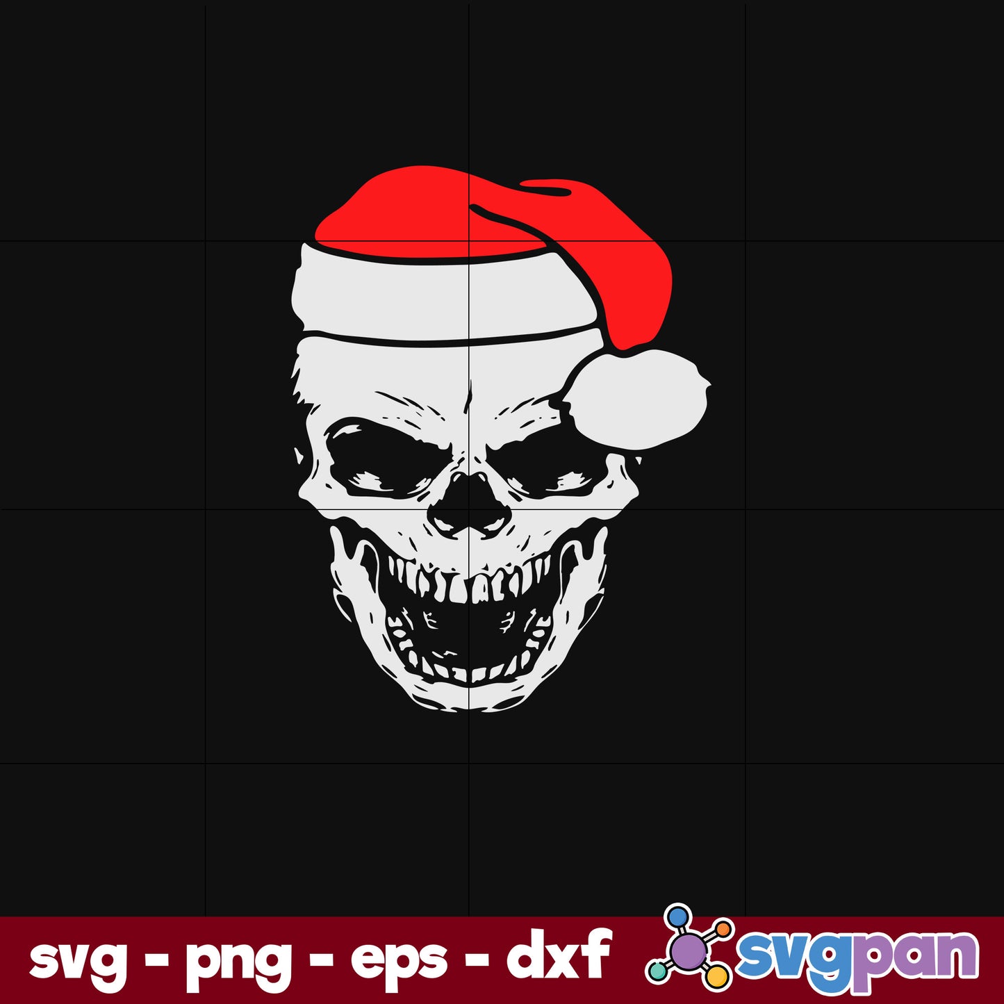 Skull Santa Hat Christmas SVG, Christmas SVG, PNG DXF EPS Digital File.