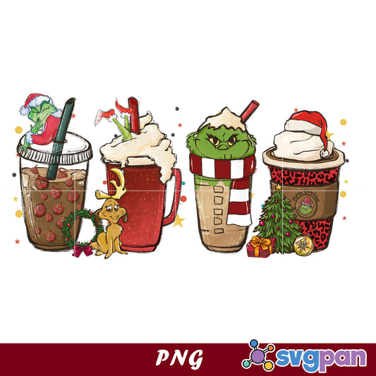 Grinch Christmas Coffee PNG, Grinch Coffee Drink PNG, Christmas Coffee PNG