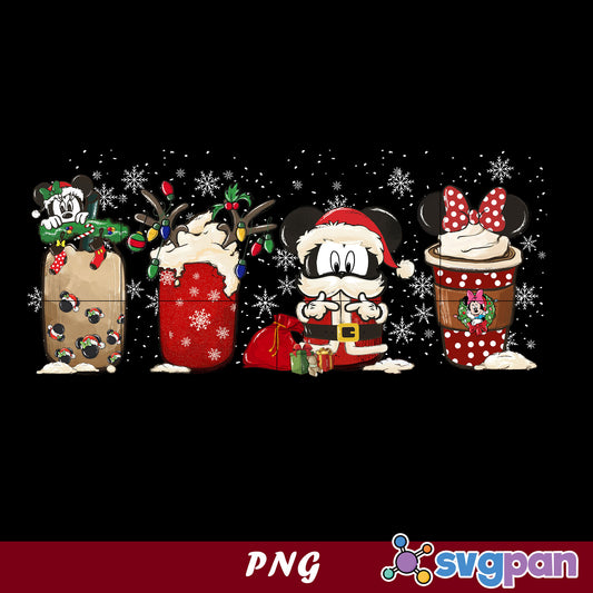 Mickey Christmas PNG, Mickey Mouse Christmas Coffee PNG, Christmas Coffee PNG