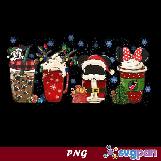 Mickey Mouse Christmas Coffee PNG, Disney Christmas Coffee PNG, Christmas Drink Coffee PNG.