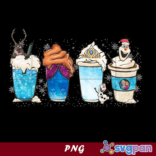 Frozen Christmas Coffee PNG, Olaf Christmas Coffee PNG, Reindeer Christmas PNG.