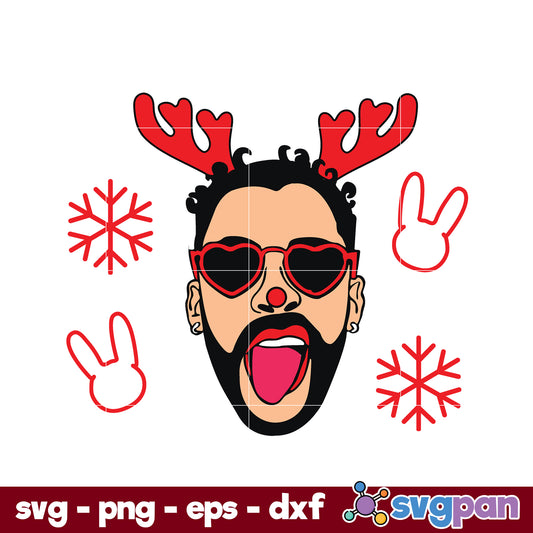 Bad Bunny Merry Christmas SVG, Christmas SVG, PNG, DXF, EPS File.