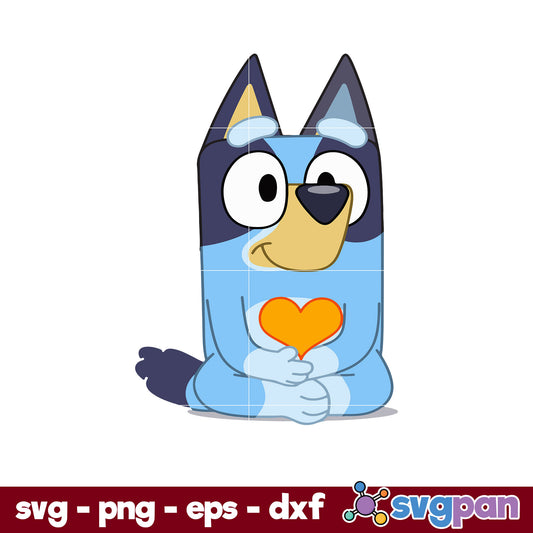 Bluey Dog Heart SVG, Bluey SVG, Cartoon SVG PNG DXF EPS Digital File.