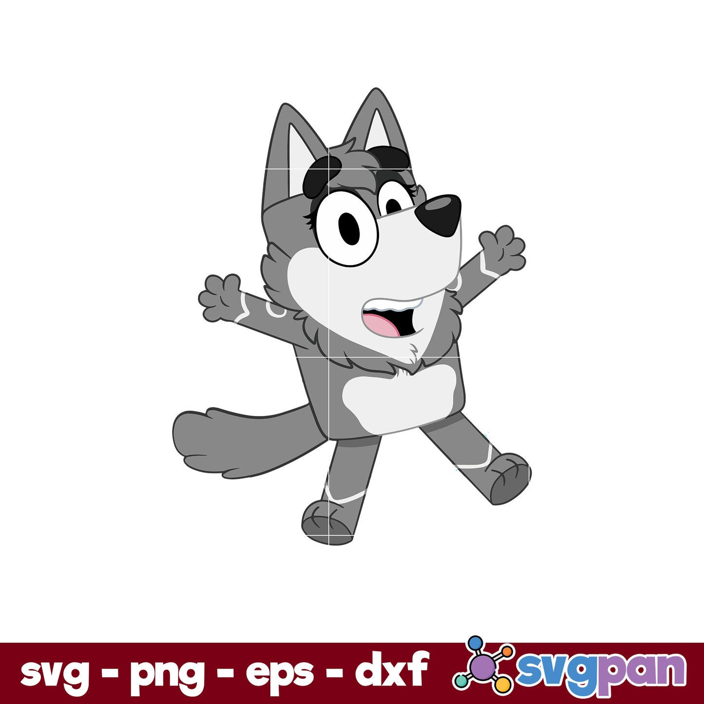 Bluey Wolf SVG, Bluey SVG, Cartoon SVG PNG DXF EPS Digital File.