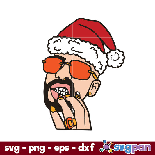 Bad Bunny Santa Claus Christmas SVG, Bad Bunny Christmas SVG.