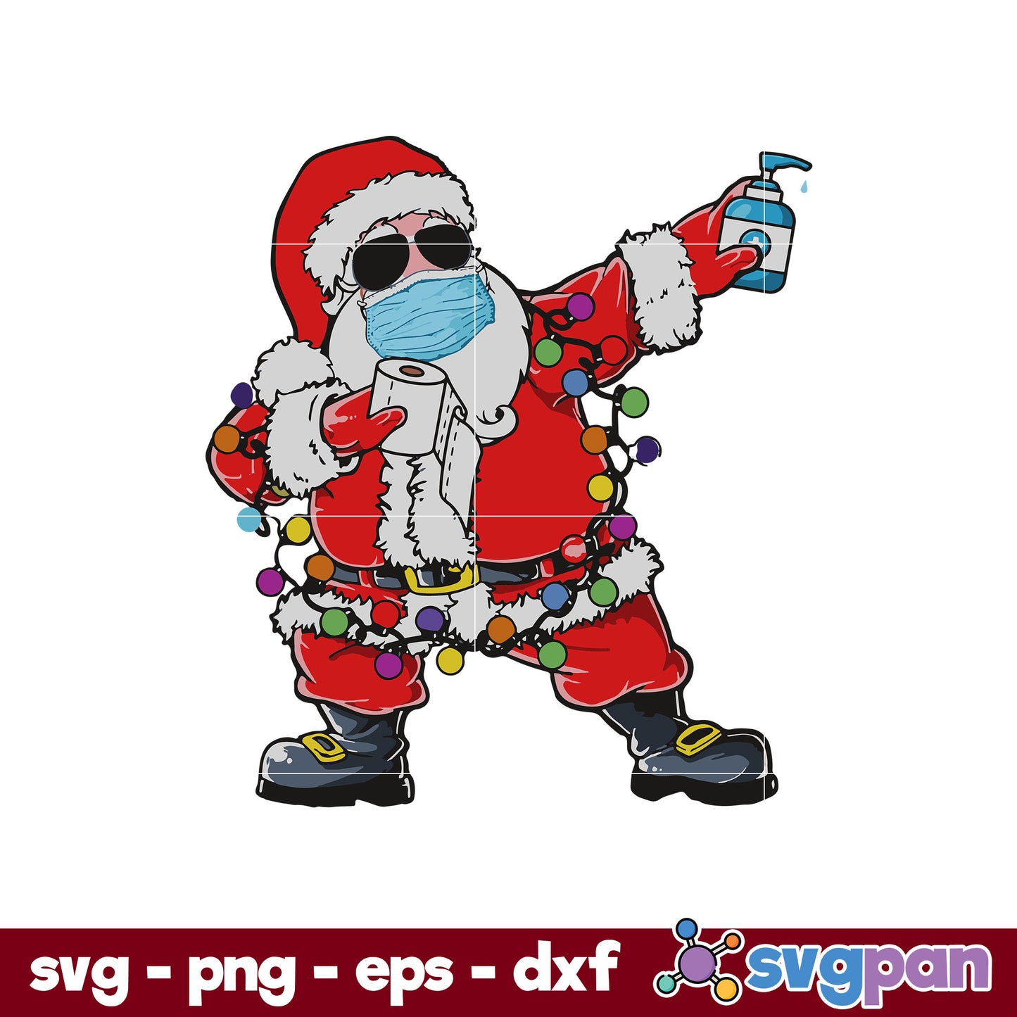 Santa Claus Lights Christmas SVG, Christmas SVG PNG DXF EPS File.