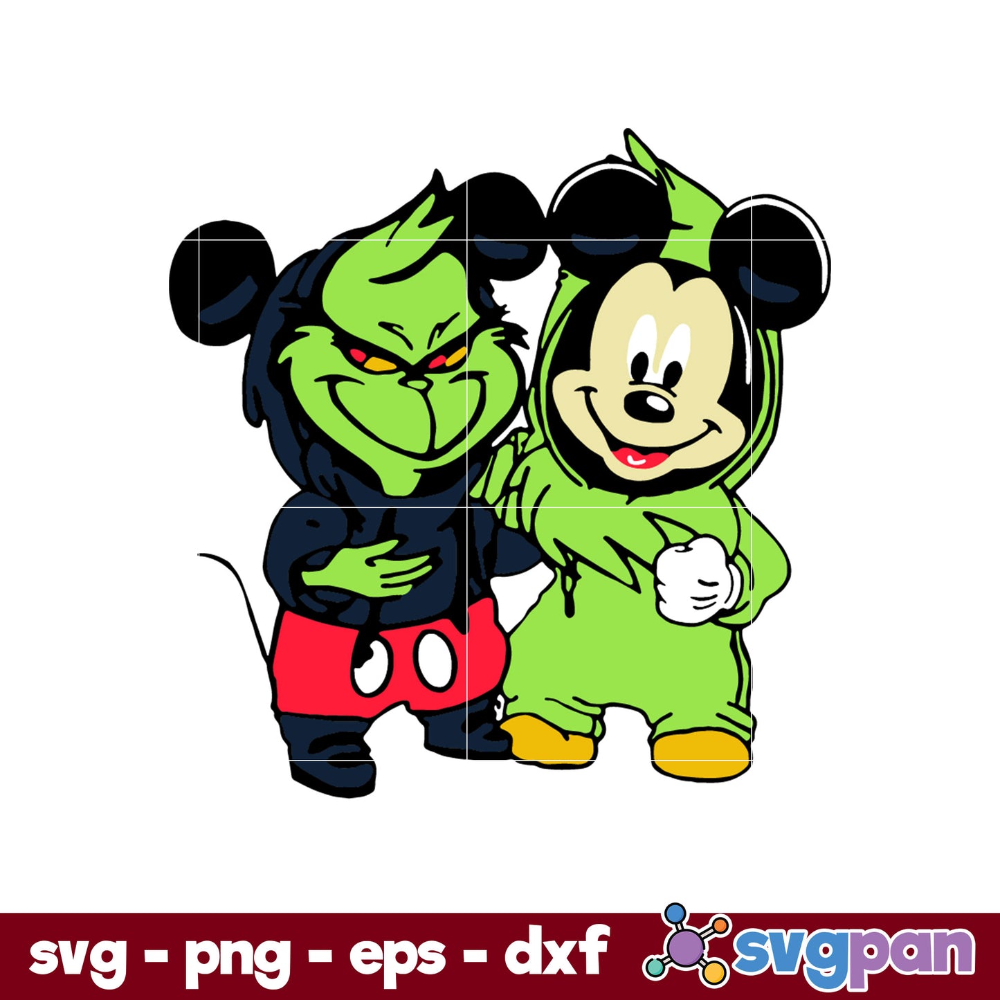 Baby Mickey And Baby Grinch Cosplay SVG, Christmas SVG File