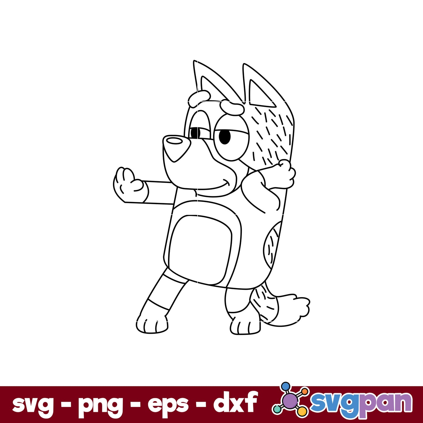 Bandit Bluey Outline SVG, Bluey SVG, Cartoon SVG Digital File.