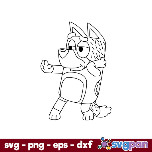 Bandit Bluey Outline SVG, Bluey SVG, Cartoon SVG Digital File.